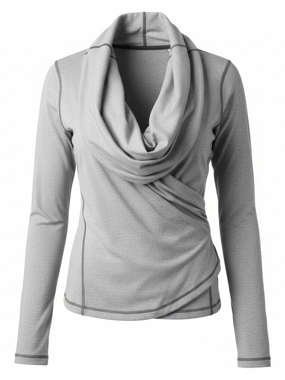 Zyia Active Grey Heathered Long Sleeve Wrap Cardigan Top Womens Medium